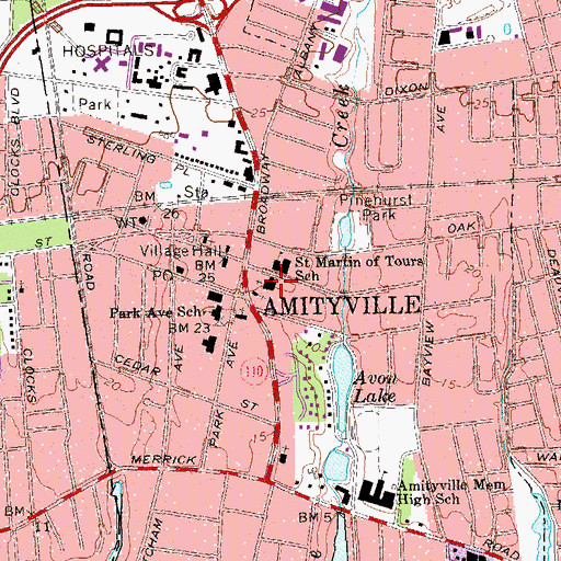 Topographic Map of Saint Martin of Tours Church, NY