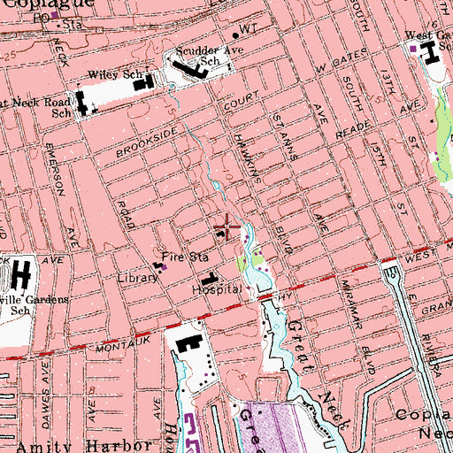 Topographic Map of Copiague Christian Church, NY