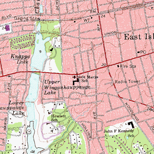 Topographic Map of Saint Mary's Roman Catholic Church, NY