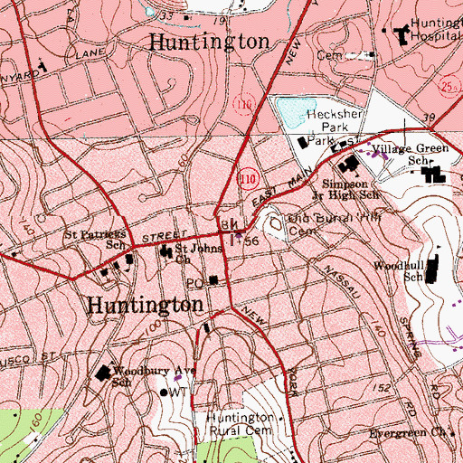 Topographic Map of Central Presbyterian Church, NY