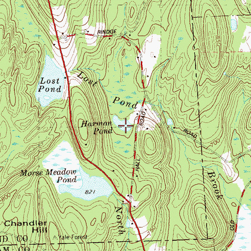 Topographic Map of Harmon Pond, CT