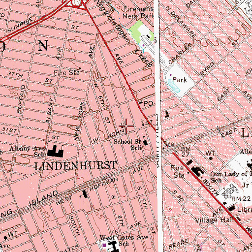 Topographic Map of Lindenhurst Hebrew Congregation, NY