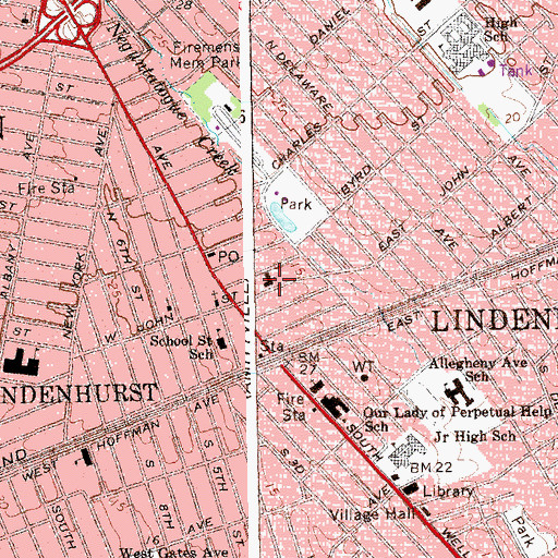 Topographic Map of Saint John's Lutheran Church, NY