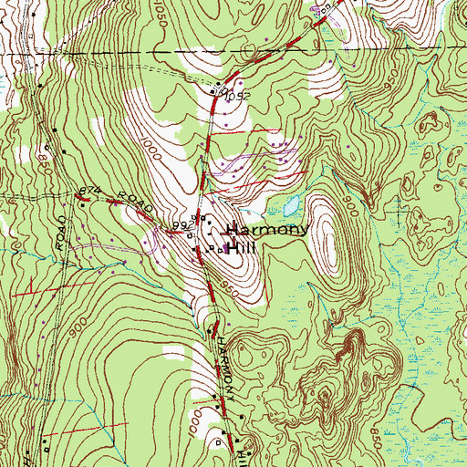 Topographic Map of Harmony Hill, CT