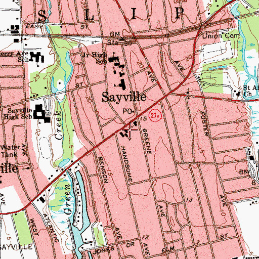 Topographic Map of Saint Lawrence The Martyr Roman Catholic Church, NY