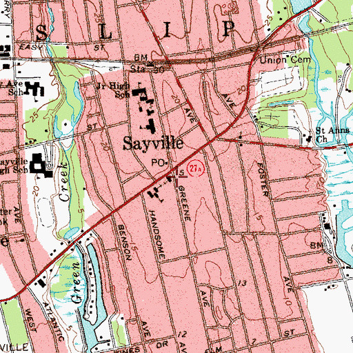 Topographic Map of Sayville United Methodist Church, NY