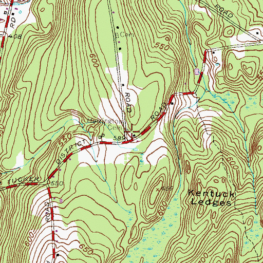 Topographic Map of Harrington Cemetery, CT
