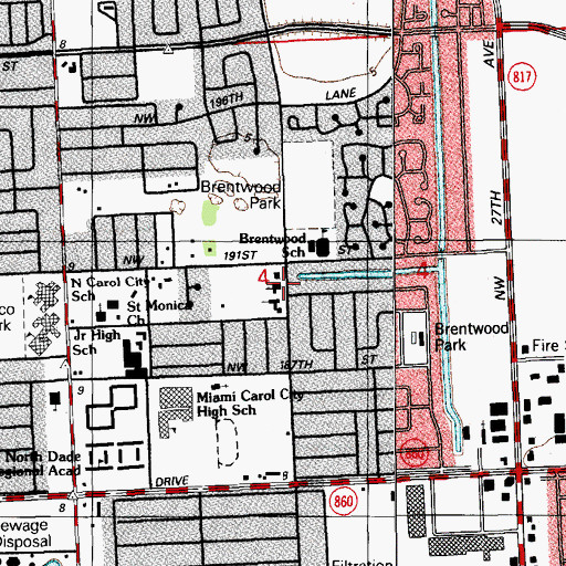 Topographic Map of William A Kirlew Junior Academy, FL