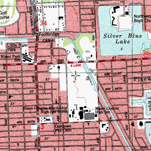 Topographic Map of William H Turner Adult School, FL