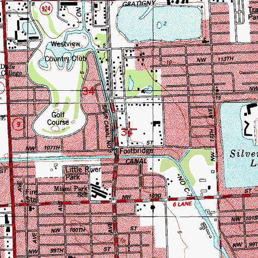 Topographic Map of William H Turner Technical School, FL