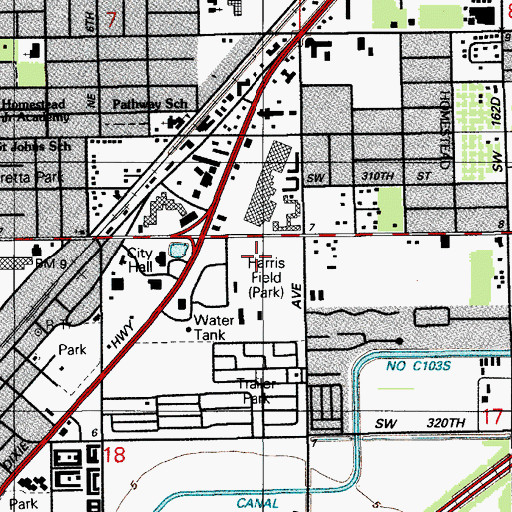 Topographic Map of YMCA Harris Field, FL