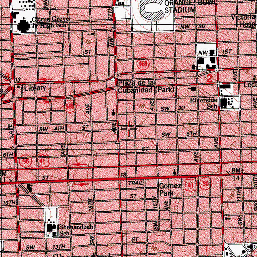 Topographic Map of YMCA International, FL