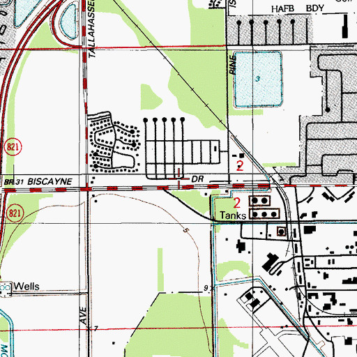 Topographic Map of Young America Day Care Center, FL