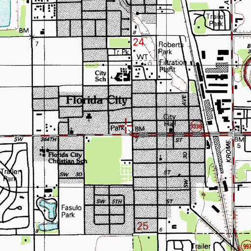 Topographic Map of YWCA Florida City, FL