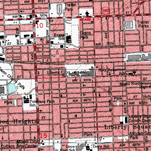 Topographic Map of YWCA Liberty City, FL