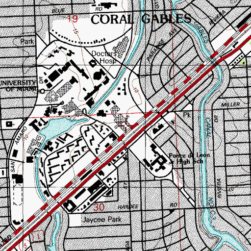 Topographic Map of University of Miami Canterbury Child Care Center, FL
