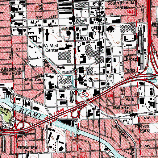 Topographic Map of University of Miami Medical Campus, FL
