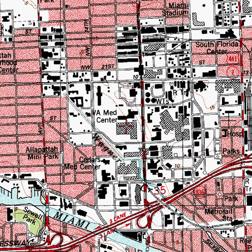 Topographic Map of Bruce W Carter Veterans Affairs Medical Center, FL