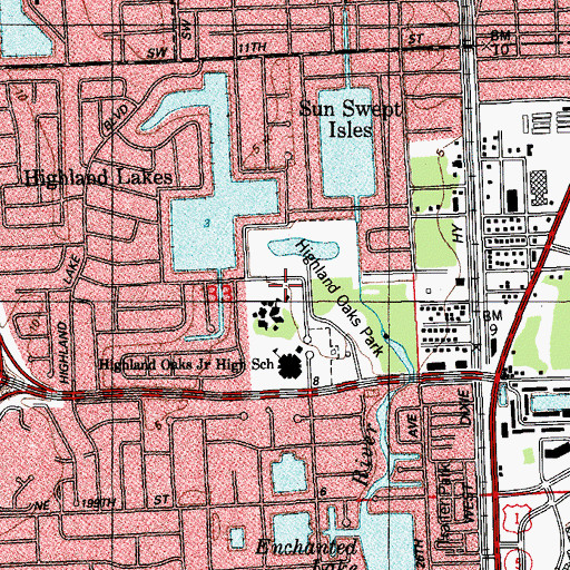 Topographic Map of Virginia A Boone - Highland Oaks Elementary School, FL