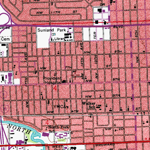 Topographic Map of Von D Mizell Branch Library, FL