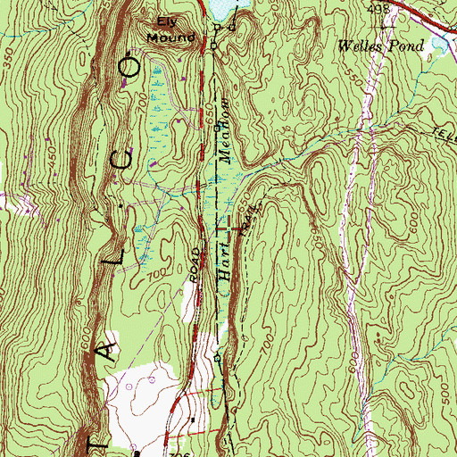 Topographic Map of Hart Meadow, CT