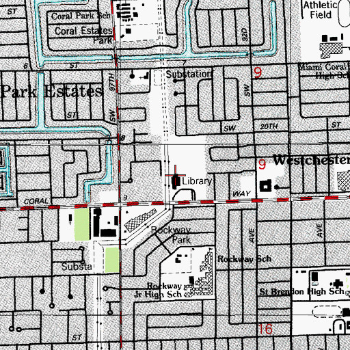 Topographic Map of West Dade Regional Library and Governement Center, FL