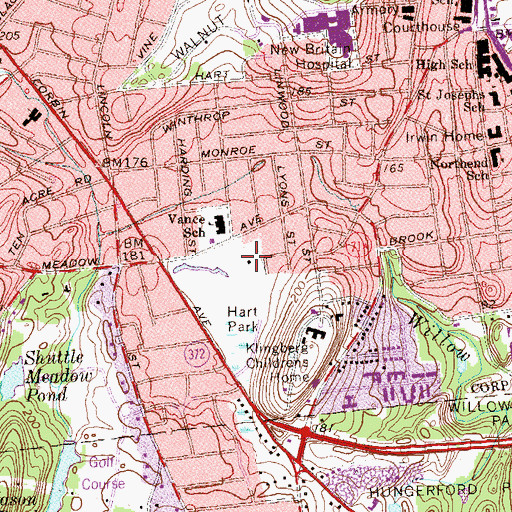 Topographic Map of Hart Park, CT