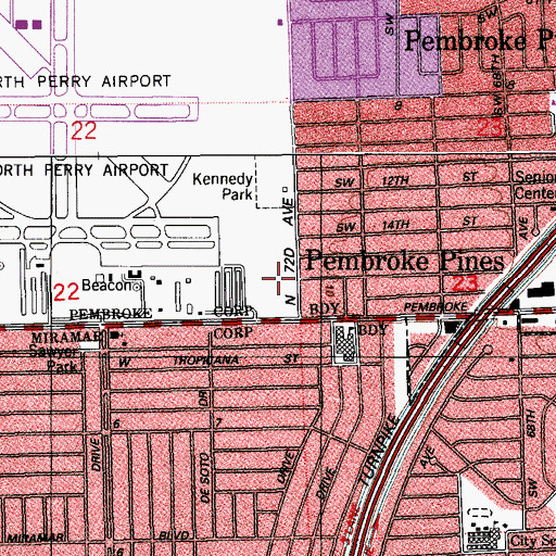 Topographic Map of United States Customs Service Building, FL