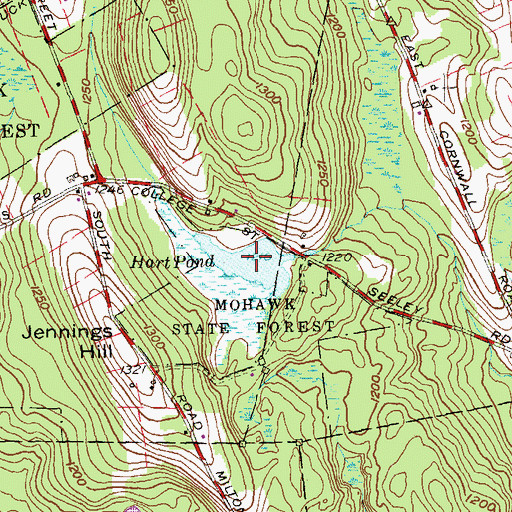 Topographic Map of Hart Pond, CT