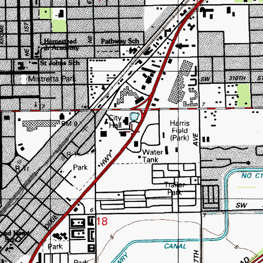 Topographic Map of The Homestead Nursery School, FL