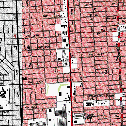 Topographic Map of Thomas Tot Kindergarten and Nursery, FL