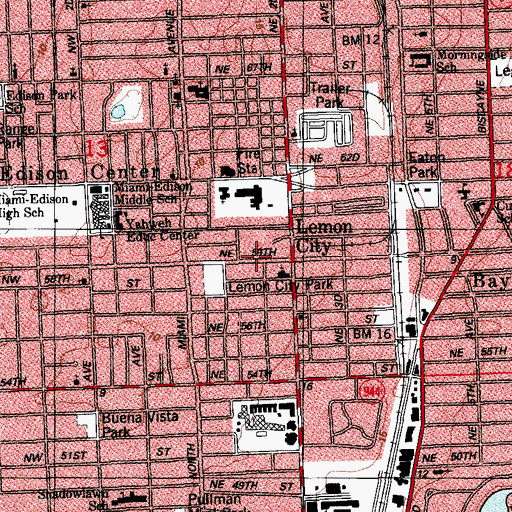 Topographic Map of Toussaint L'Ouverture Elementary School, FL