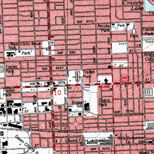 Topographic Map of Tradewinds Trailer Park, FL