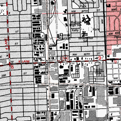 Topographic Map of Tri-Rail-Metrorail Transfer Station, FL