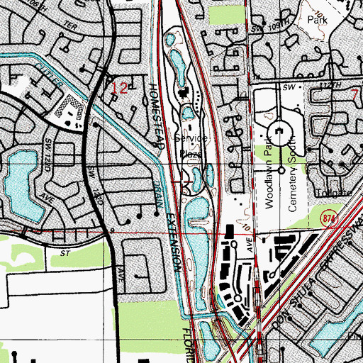 Topographic Map of Turnpike Fire Station, FL