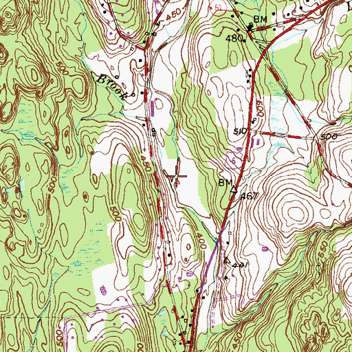 Topographic Map of Harvey Brook, CT