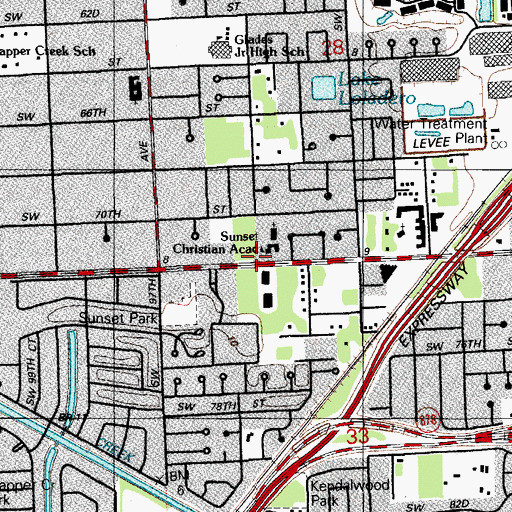 Topographic Map of Sunset Christian Academy, FL