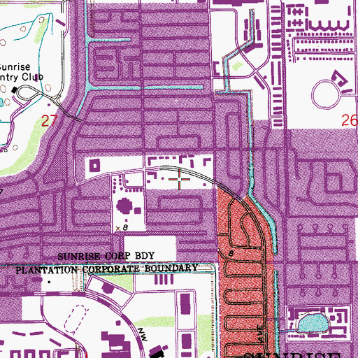 Topographic Map of Sunset Strip Branch Library, FL