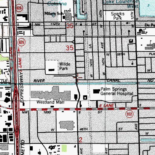 Topographic Map of Susanna Wesley Heath Center, FL