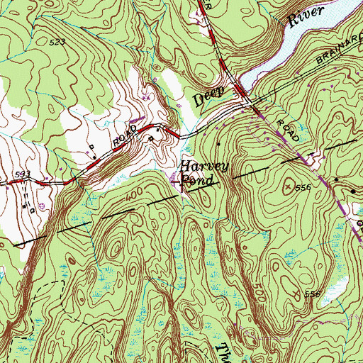 Topographic Map of Harvey Pond, CT