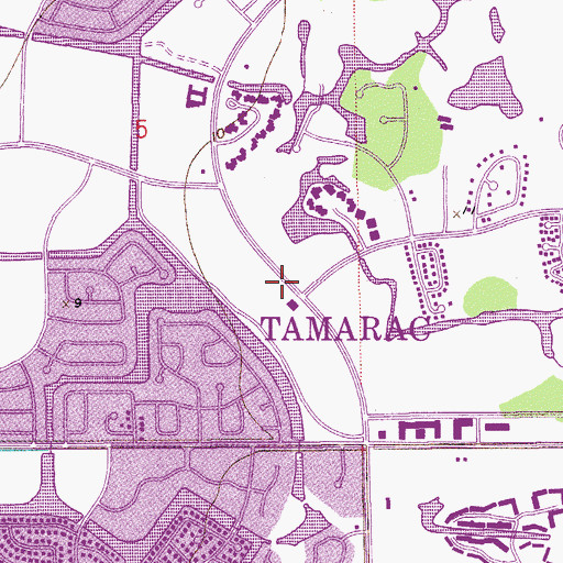Topographic Map of Tamarac Fire Station, FL