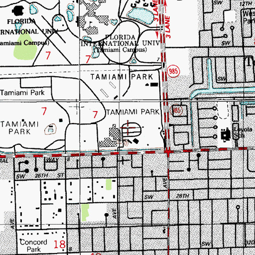 Topographic Map of Tamiami Park Stadium, FL