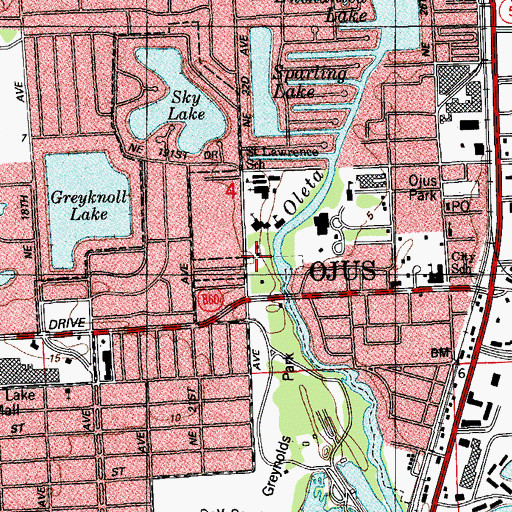 Topographic Map of Temple Sinai Preschool, FL