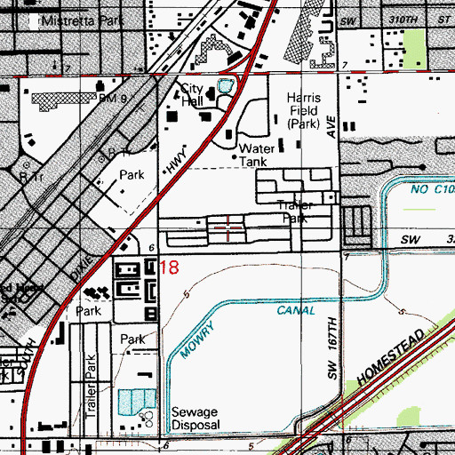 Topographic Map of The Board Walk Mobile Home Park, FL