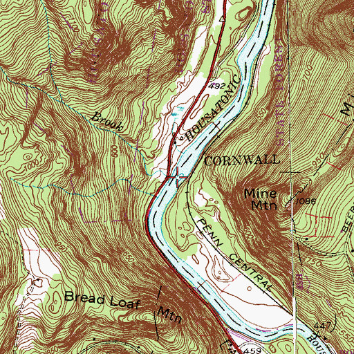 Topographic Map of Hatch Brook, CT