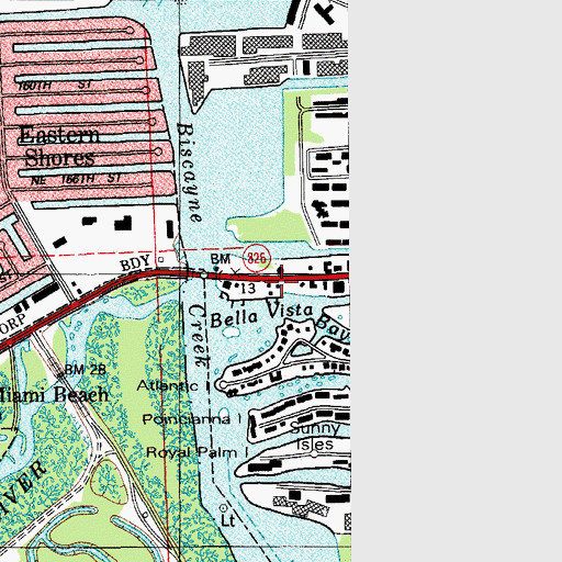 Topographic Map of Sunny Isles Marina, FL