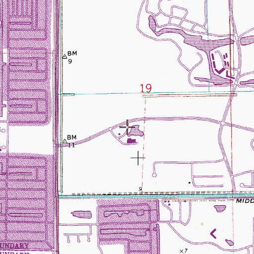 Topographic Map of Sunrise Dan Pearl Branch Library, FL
