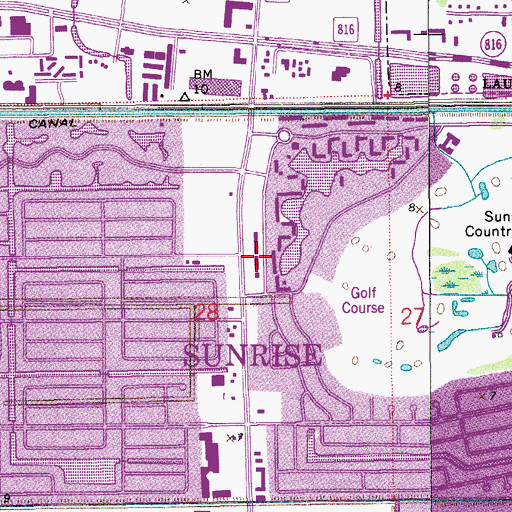 Topographic Map of Sunrise Fire Station, FL