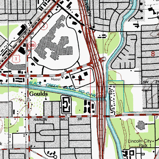 Topographic Map of South Dade Regional Library, FL