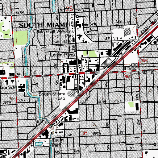 Topographic Map of South Miami Hospital Child Care Center, FL